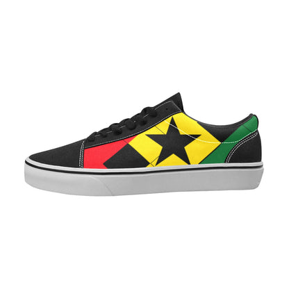 Men's Red Yellow Green and Black Stars Men's Low Top Skateboarding Shoes