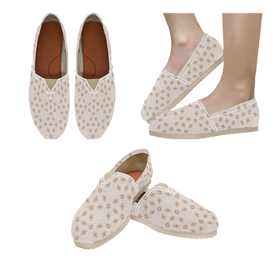 Women's Beige Floral Mandala Pattern Classic Canvas Slip-On