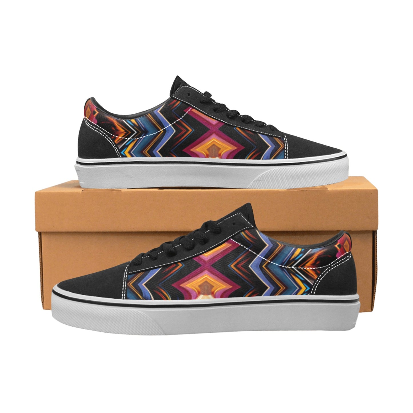 Men's Bold Geometric Pattern All-Over Print Low Top Skateboarding Shoes