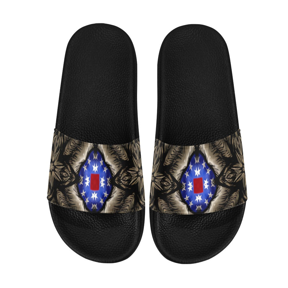 Men's Patriotic Kaleidoscope Pattern All-Over Print Slide Sandals