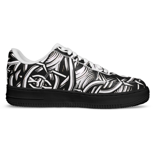Women’s Black Intricate Silver Chain Tattoo Pattern High Core Low Shoes