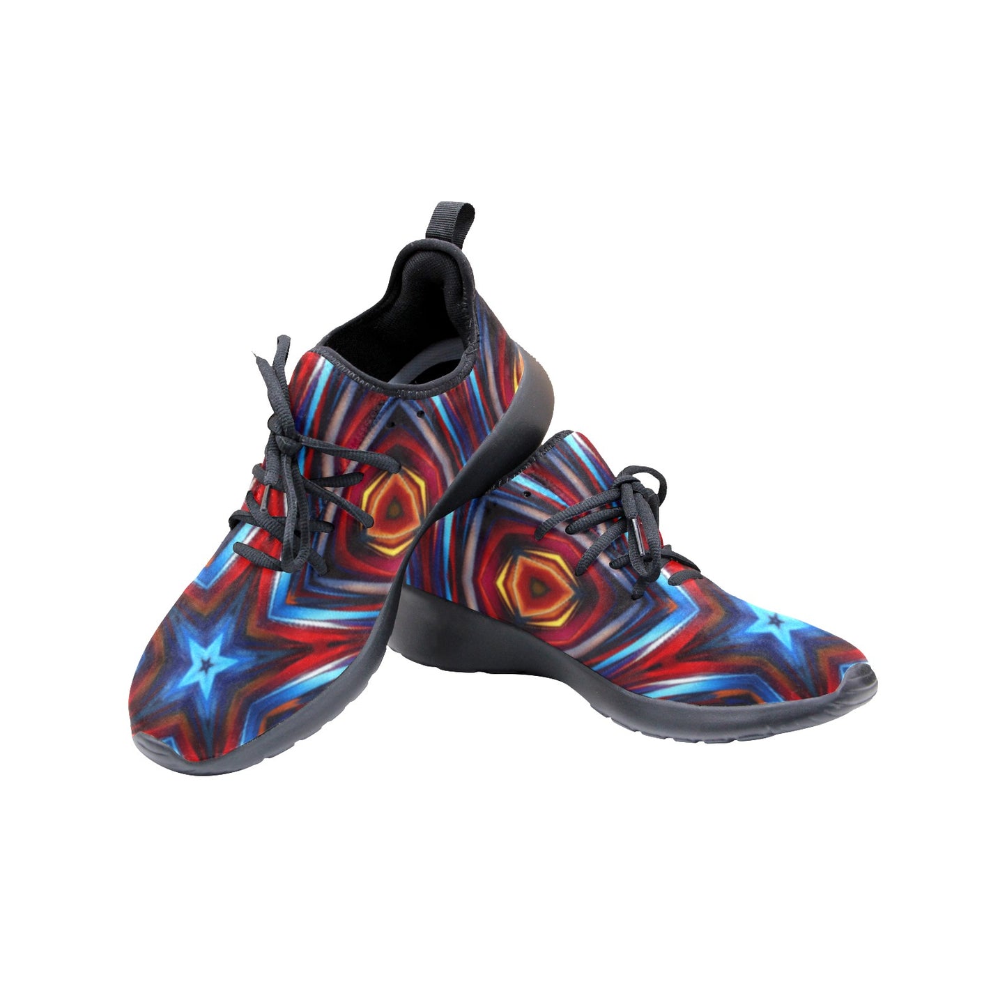 Women's Patriotic Red White Blue Geometric All Over Print  One-Piece Vamp Sneakers