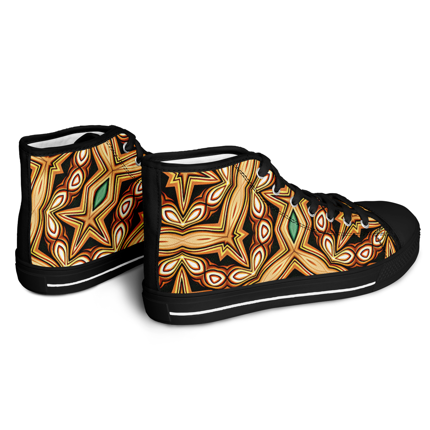 Women's Green & Gold Retro Kaleidoscope Pattern Urban Peak High Top Shoes