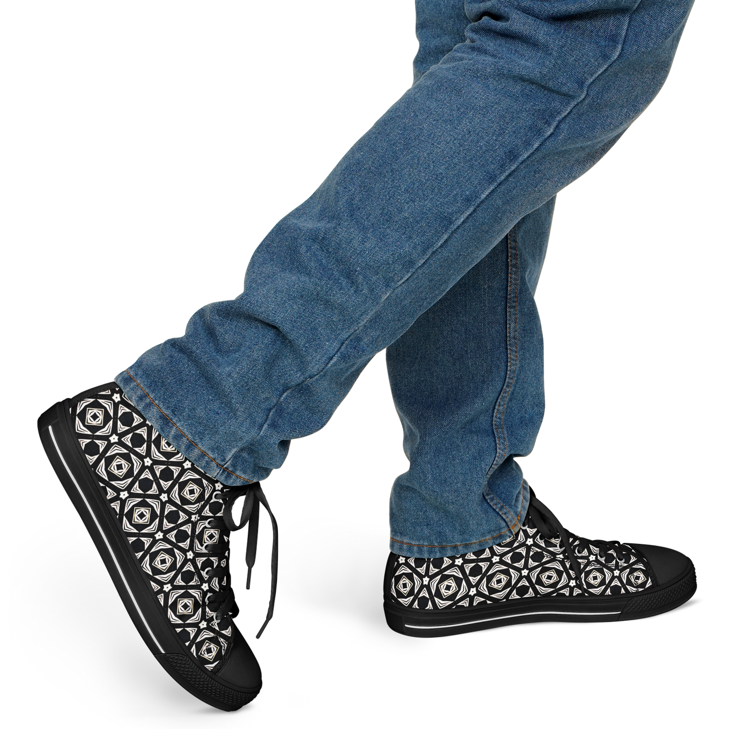 Men's Black Geometric Pattern Urban Peak High Top Shoes