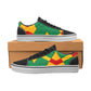 Women Bold Green, Red & Gold African Kente-Inspired Pattern  Low Top Skateboarding Shoes