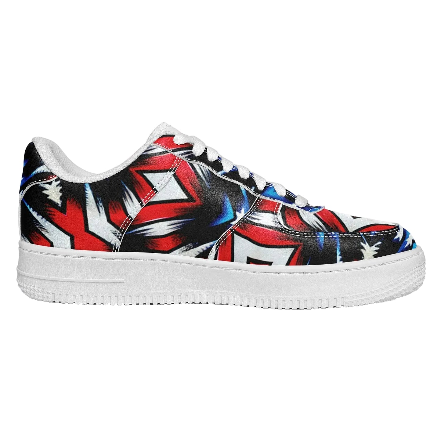Women's Red White Blue Geometric Pattern All-Over Print Core Low Shoes