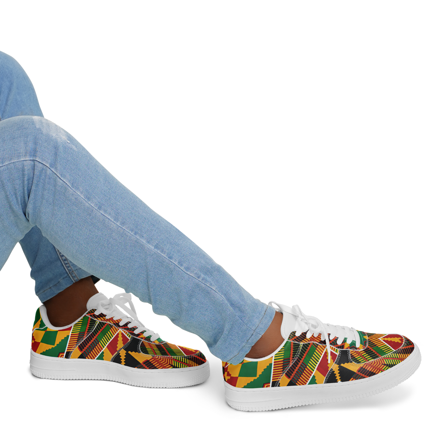 Men's Vibrant African Kente Geometric Pattern All-Over Print  Core Low Shoes