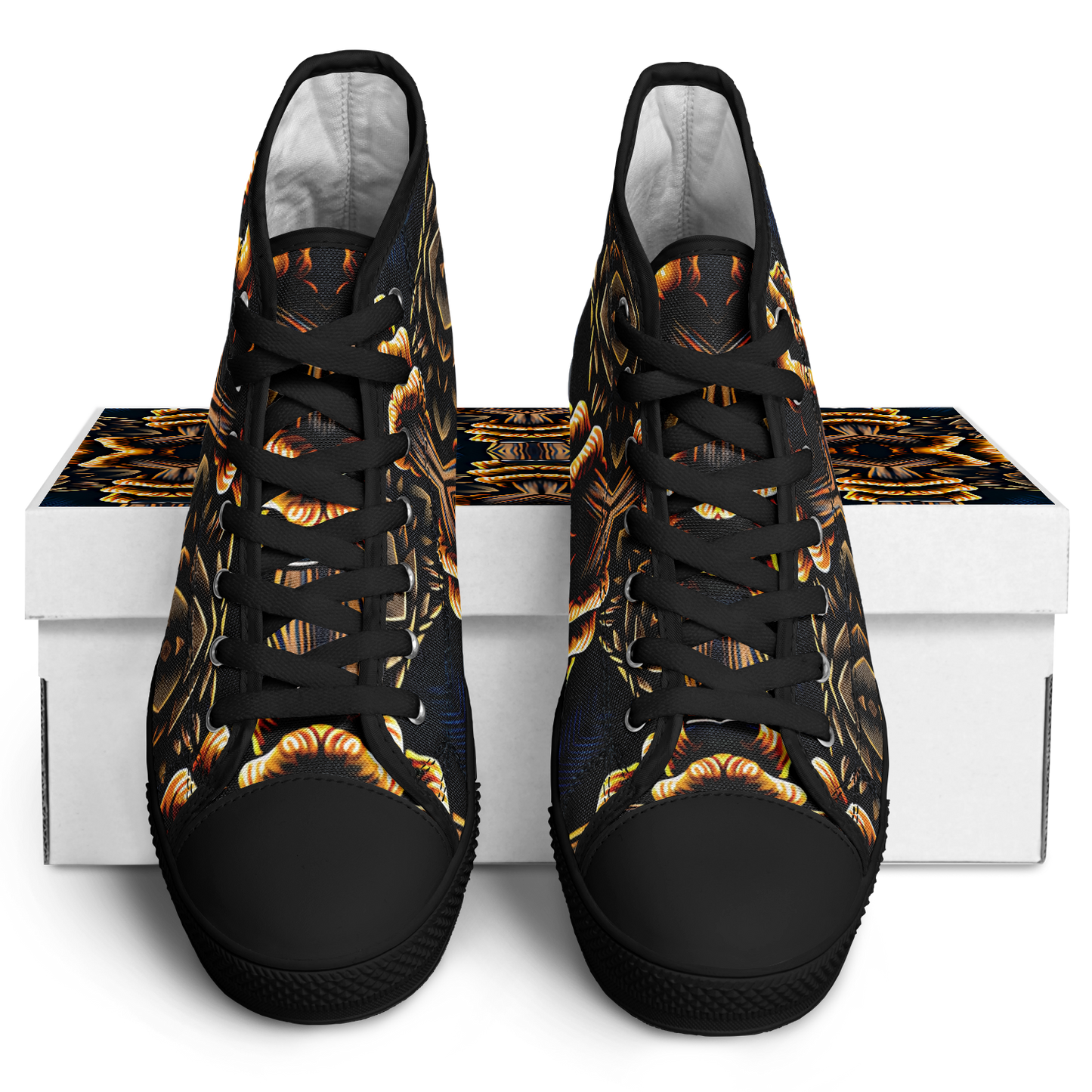 Women's Geometric Gold & Black Pattern Urban Peak High Top Shoes