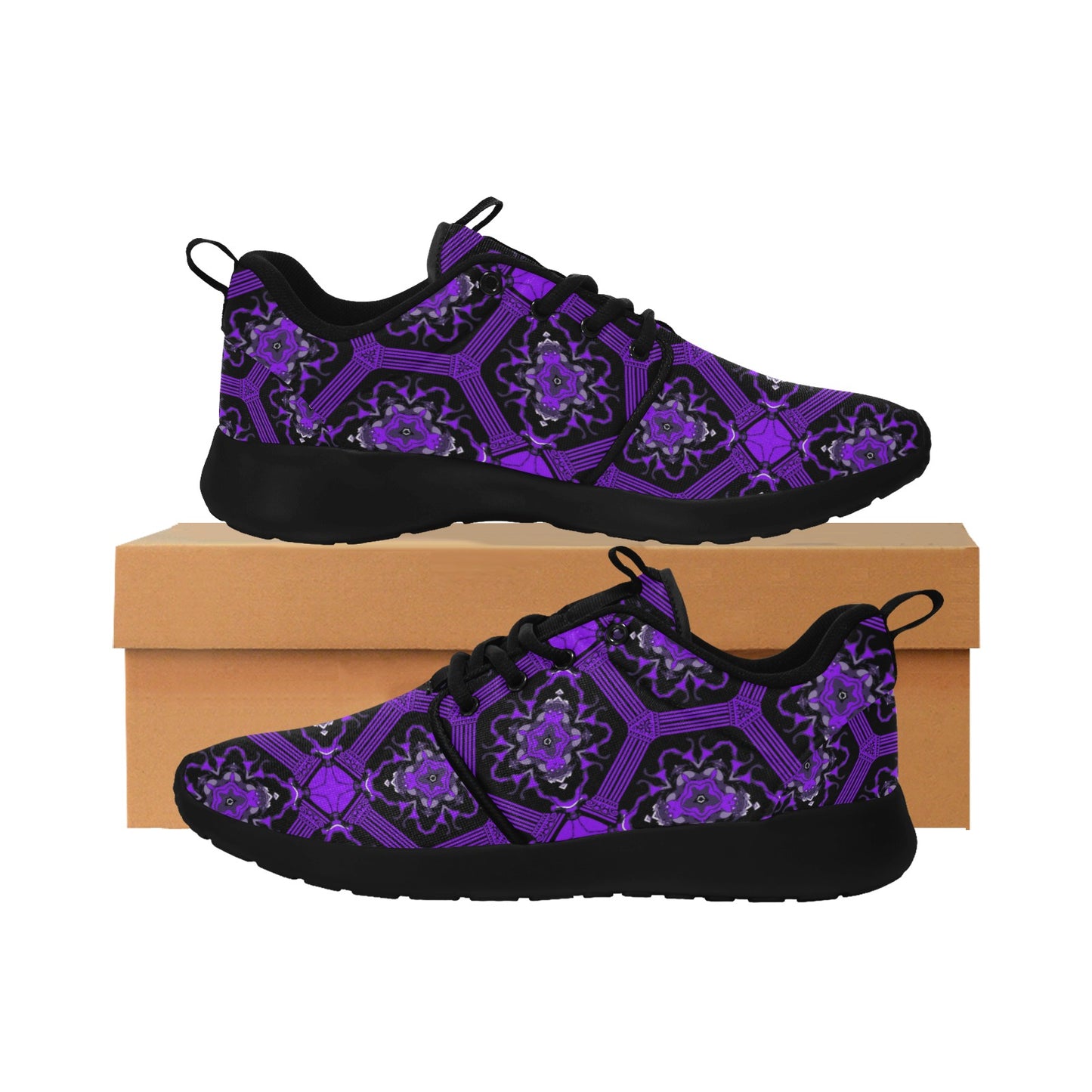 Women's Purple Gothic Mandala Pattern Pull Loop Sneakers