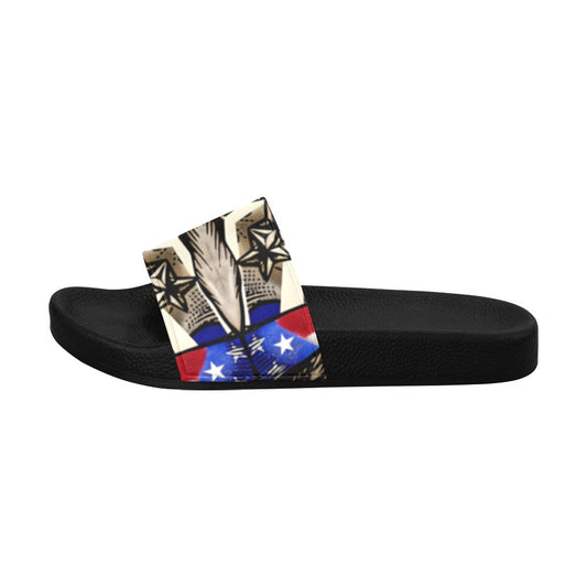 Men's Patriotic Star Kaleidoscope Pattern All-Over Print Slide Sandals (Model 057)
