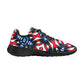 Men's Red White Blue Geometric Pattern All-Over Print Athletic Shoes.