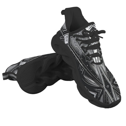Men's Black & Silver Symmetry Pattern All-Over Print Twisted Sole Sneakers