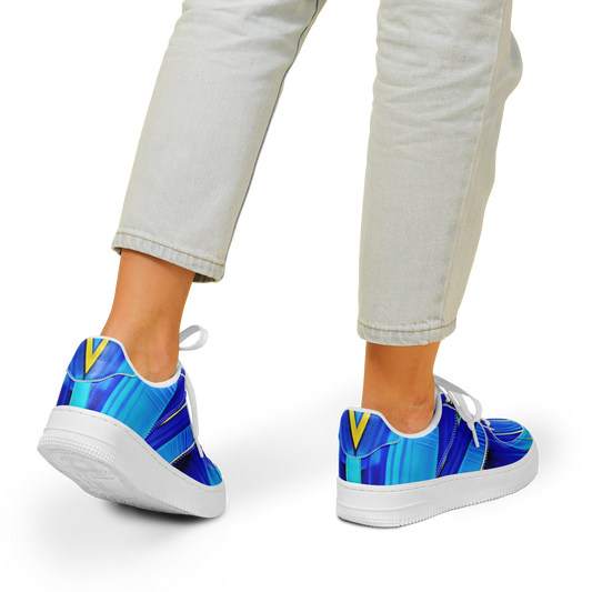 Women's Vibrant Blue Geometric All-Over Print Core Low Shoes
