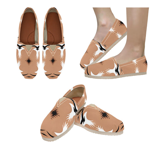 Women's Retro Brown Floral Wave Design Classic Canvas Slip-On