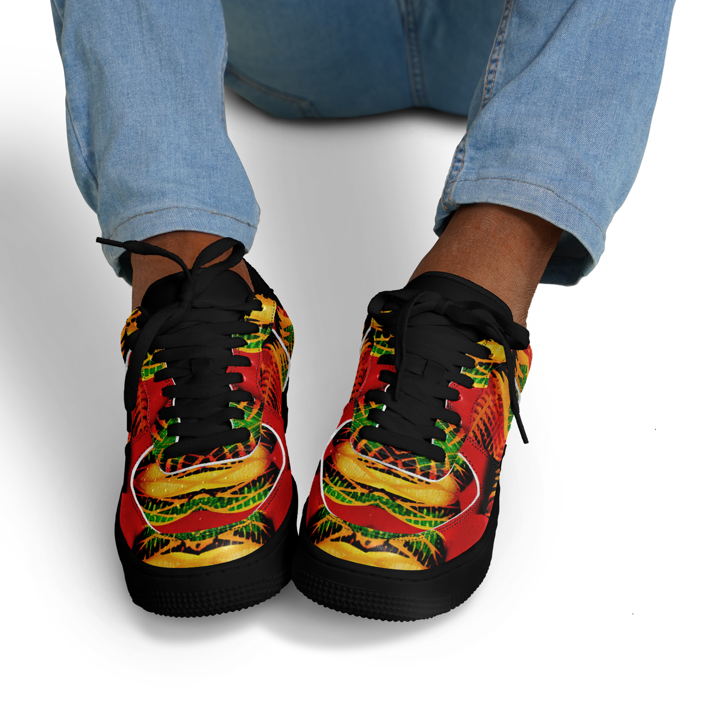 Men's Red Bold Tribal All-Over Print Core Low Shoes
