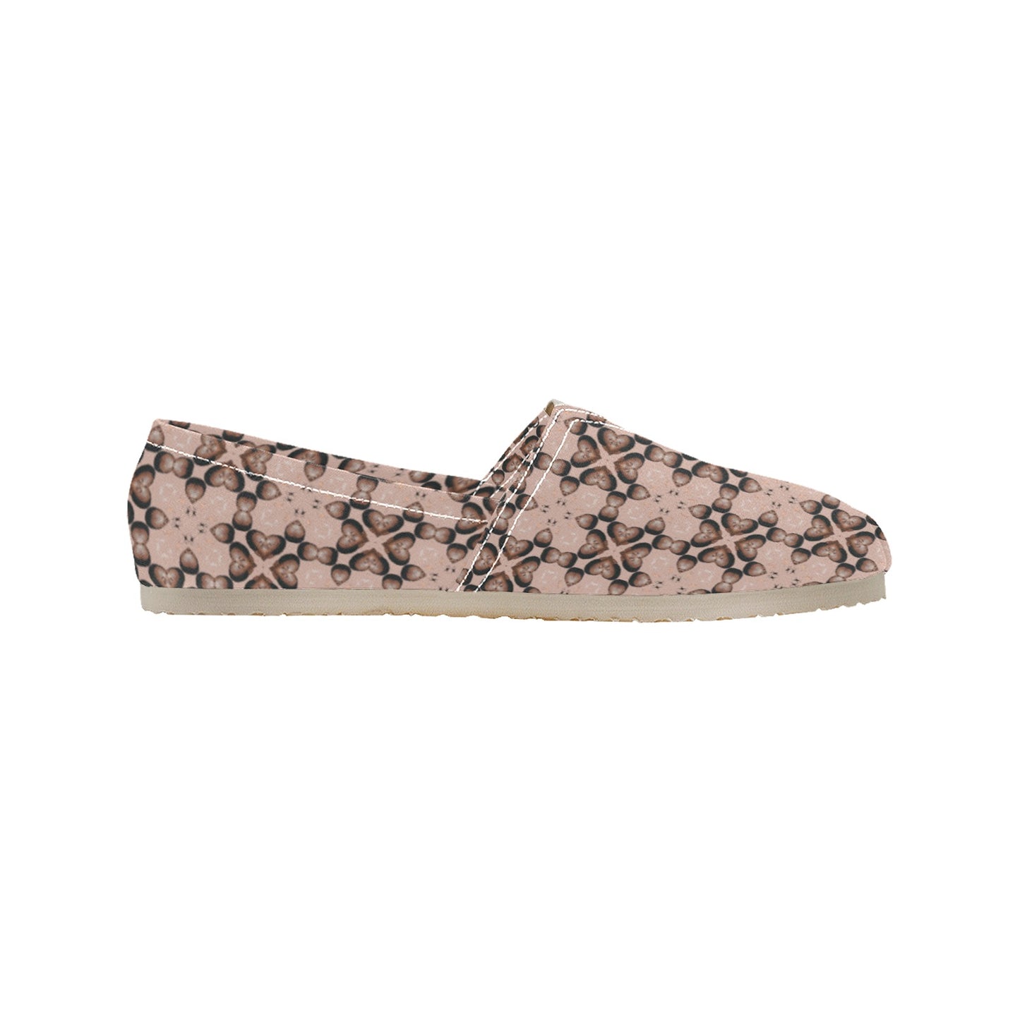 Women's Beige Floral Mandala Pattern Classic Canvas Slip-On