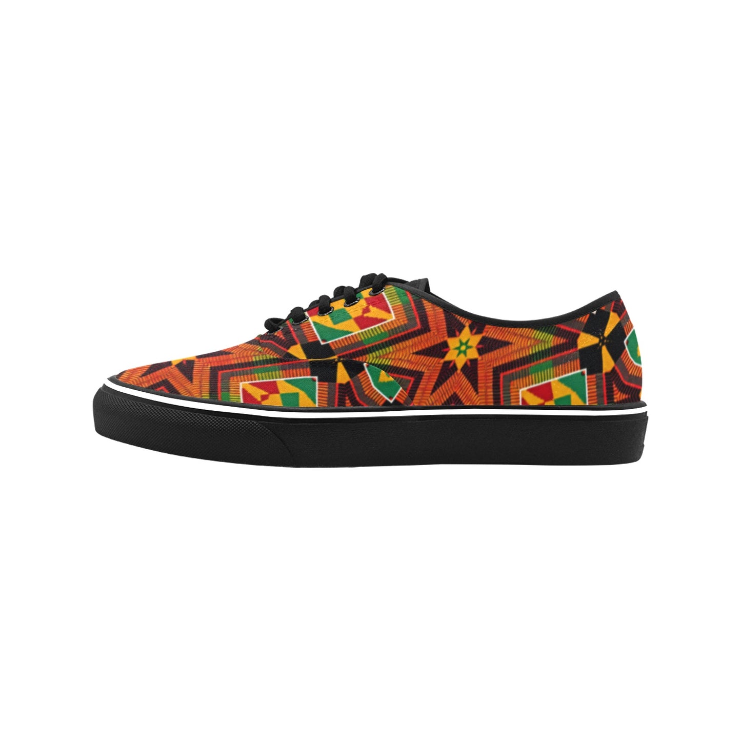 Women's African Kente Geometric Star Pattern All-Over Print Classic Canvas Low Top Shoes
