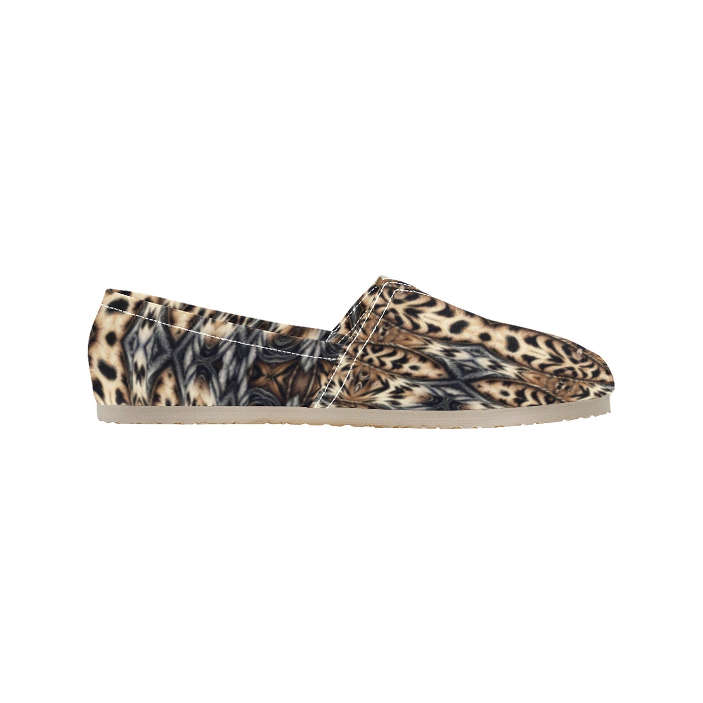 Women's Brown Geometric Pattern All-Over Print Classic Canvas Slip-On