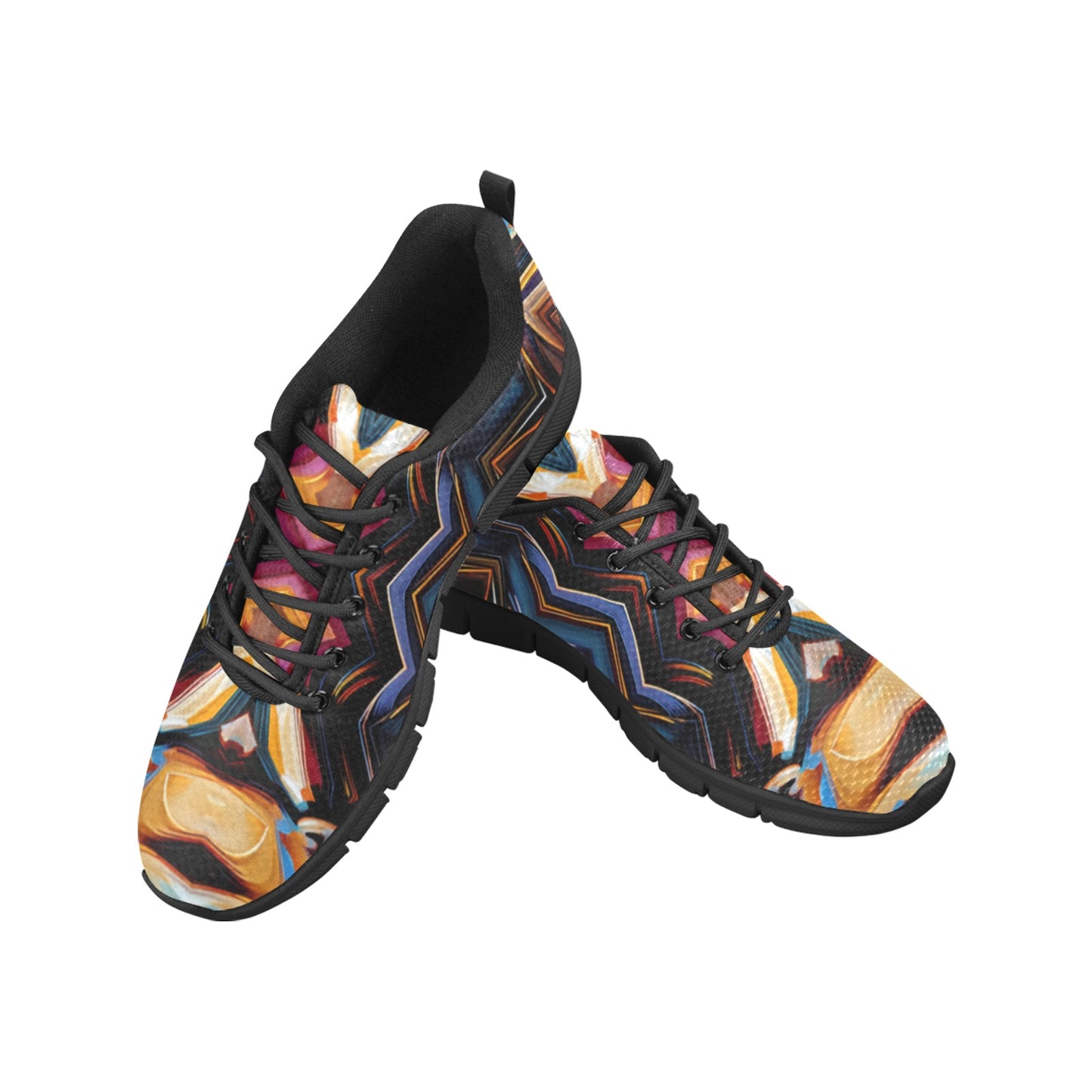Men's Bold Geometric Pattern All-Over Print  Breathable Running Shoes