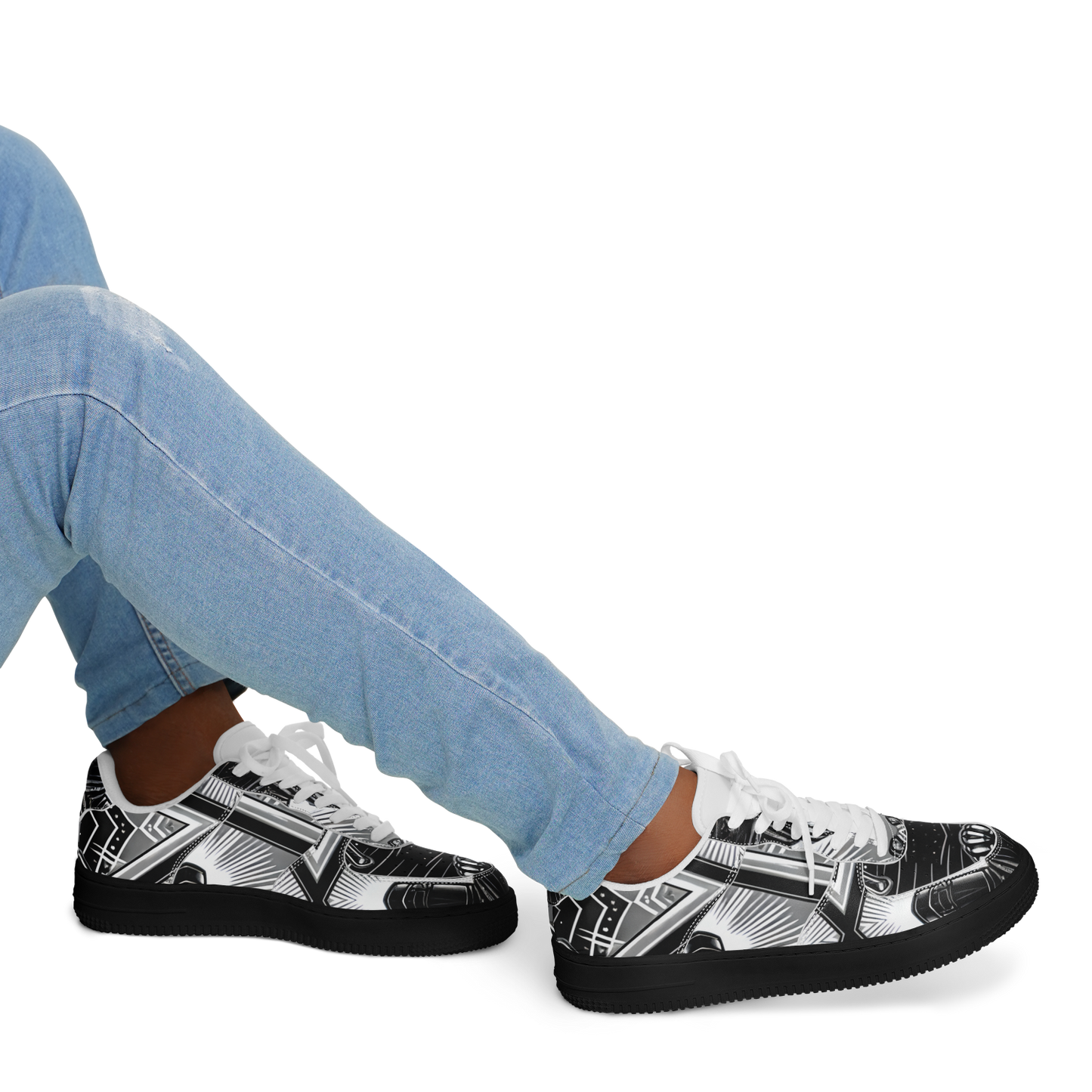 Men' Monochrome Gothic Kaleidoscope Pattern All Over Print Core Low Shoes