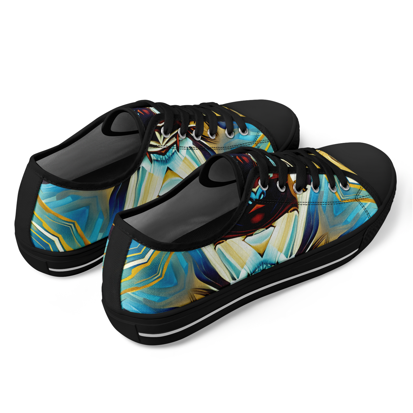 Men's Abstract Teal & Gold Pattern All Over Print Urban Peak Low Shoes