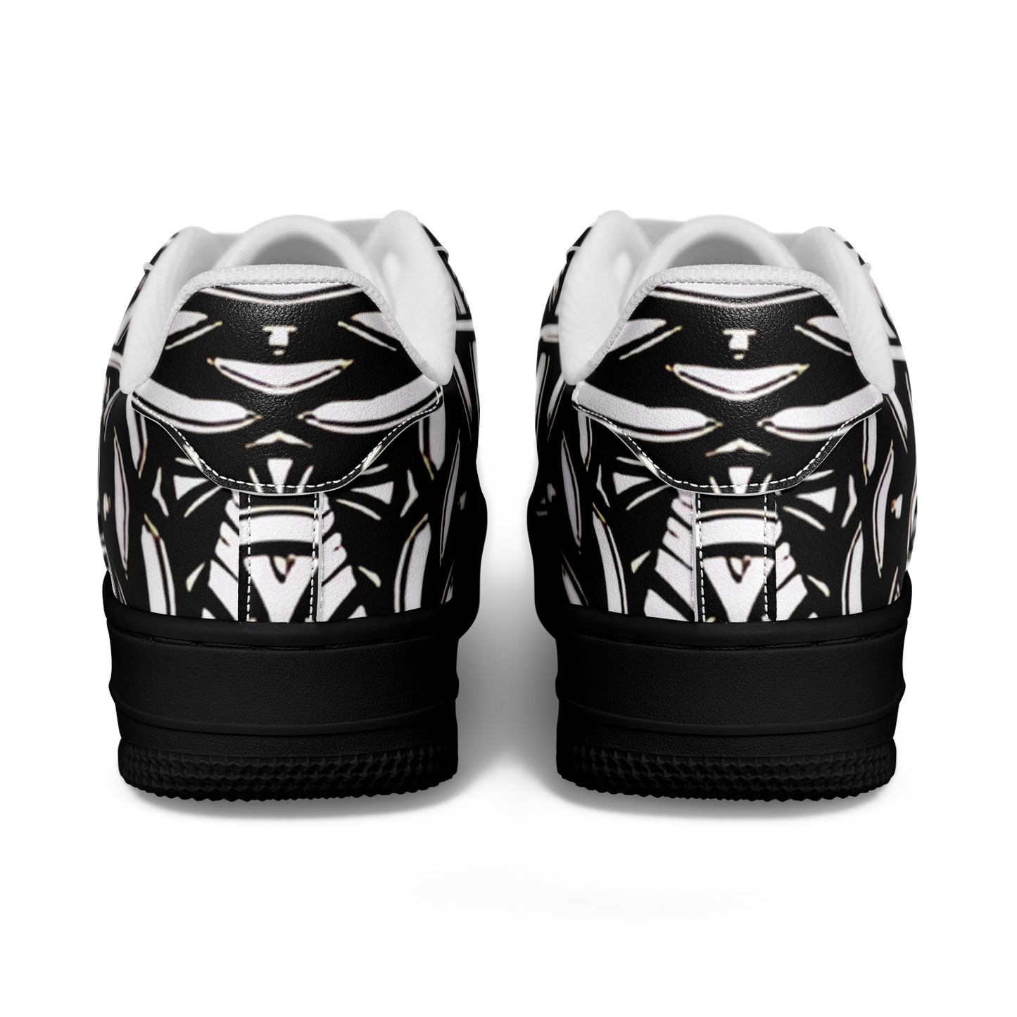 Women’s Black Intricate Silver Chain Tattoo Pattern High Core Low Shoes