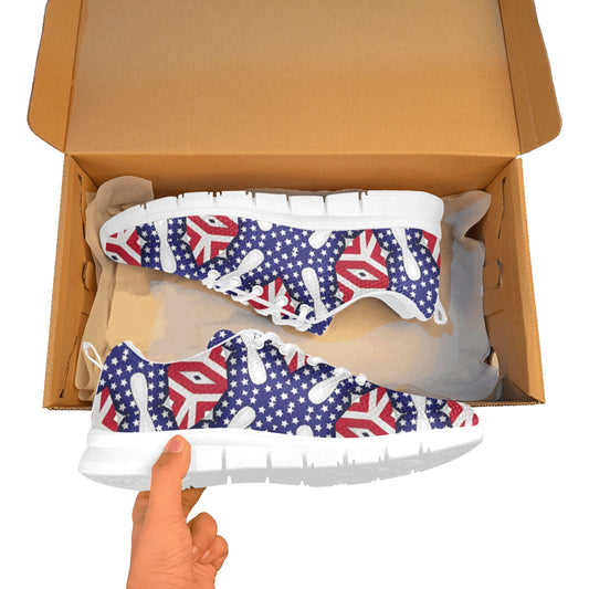 Women's Patriotic Stars & Stripes All Over Print Breathable Running Shoes