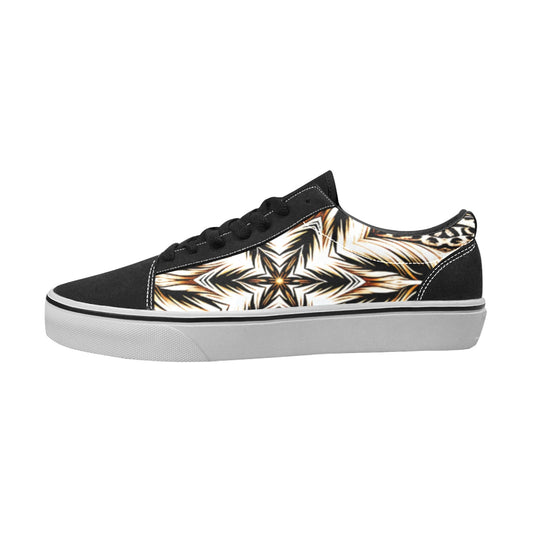 Men's Golden Baroque Pattern All-Over Print Men's Low Top Skateboarding Shoes