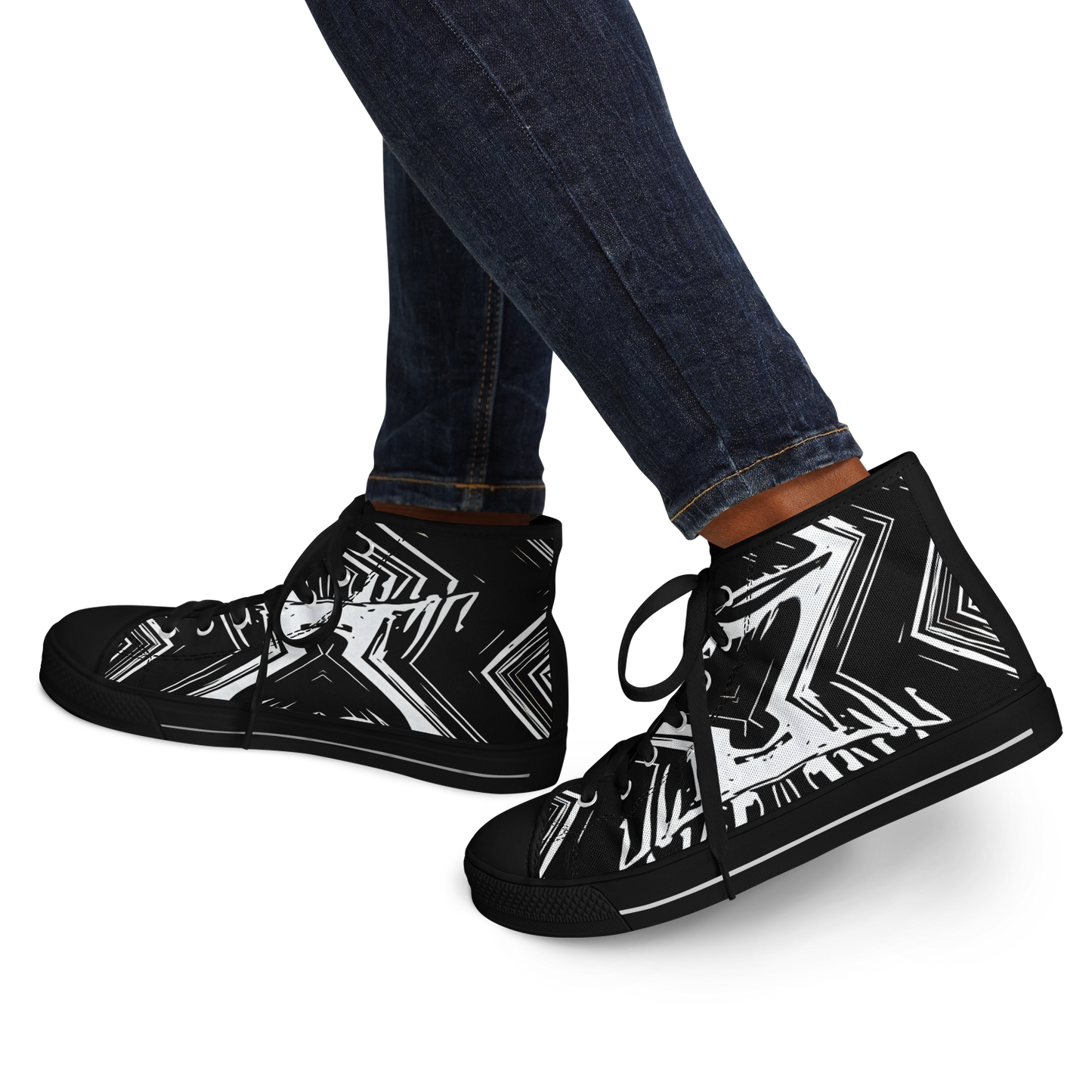 Women's Black & White Kaleidoscope Pattern All Over Print Urban Peak High Top Shoes