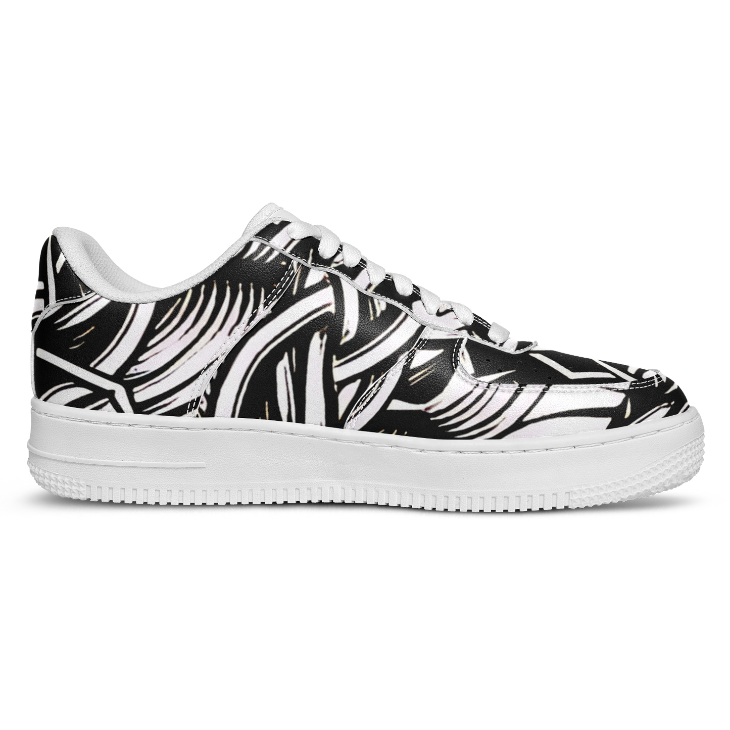Men’s Black Intricate Silver Chain Tattoo Pattern High Core Low Shoes