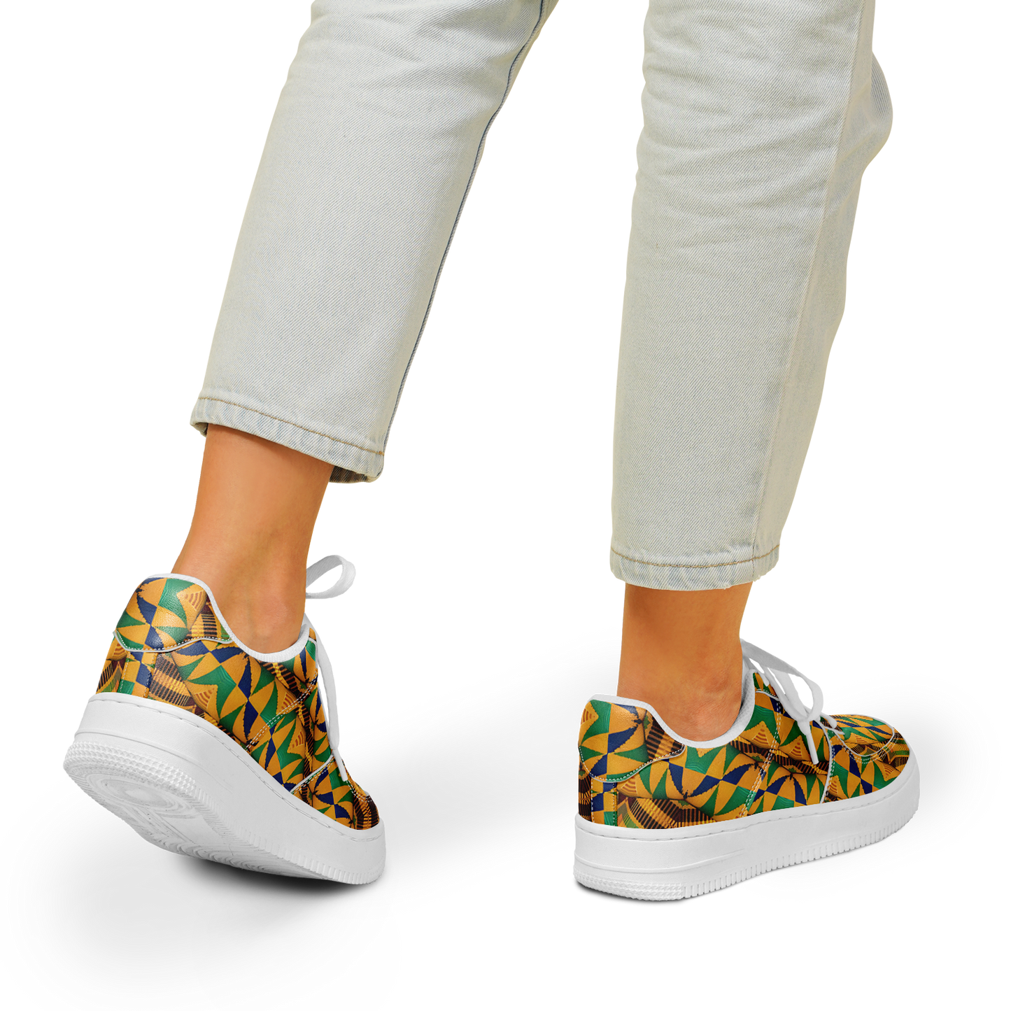 Women's Vibrant African Kente Geometric Pattern All-Over Print Core Low Shoes