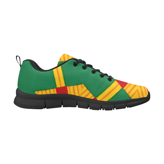 Women Bold Green, Red & Gold African Kente-Inspired Pattern All-Over Print Running Shoes