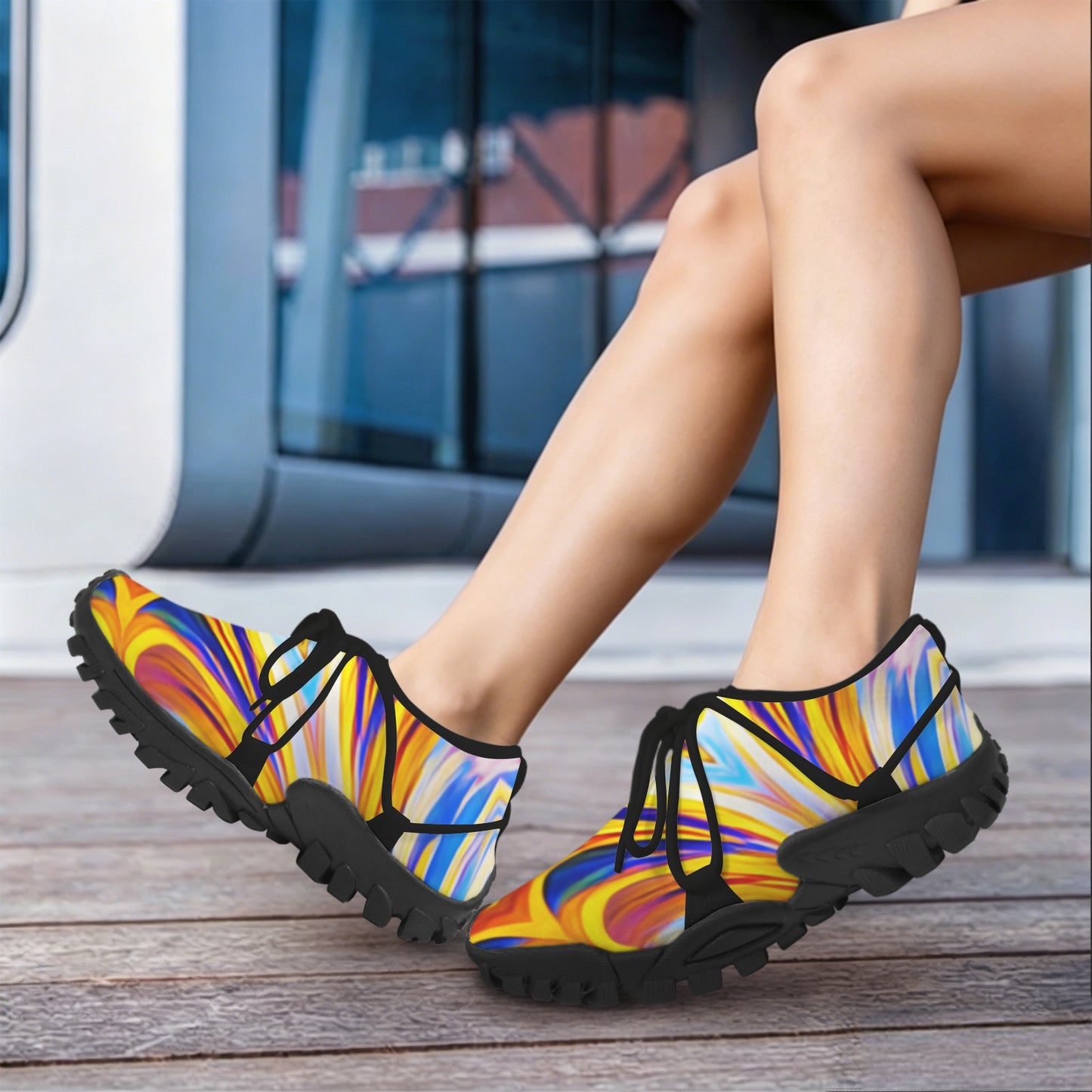 Women's Abstract Sunburst Pattern All Over print Outdoor Training Shoes