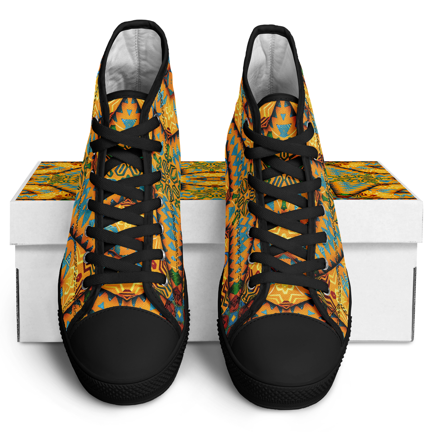 Women's Golden Geometric Mosaic Pattern Urban Peak High Top Shoes