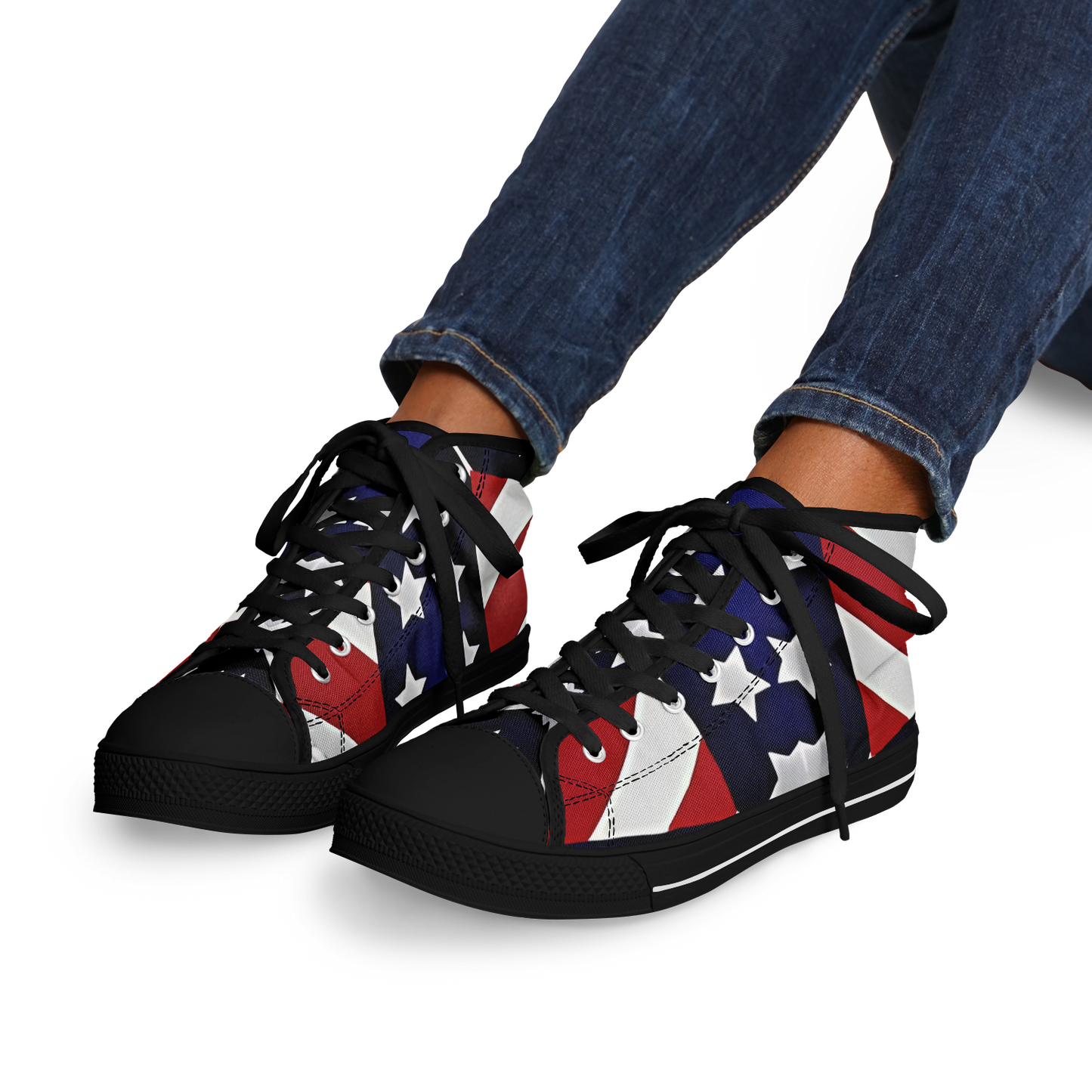Women's Patriotic Star Flag Polo Shirt Urban Peak High Top Shoes