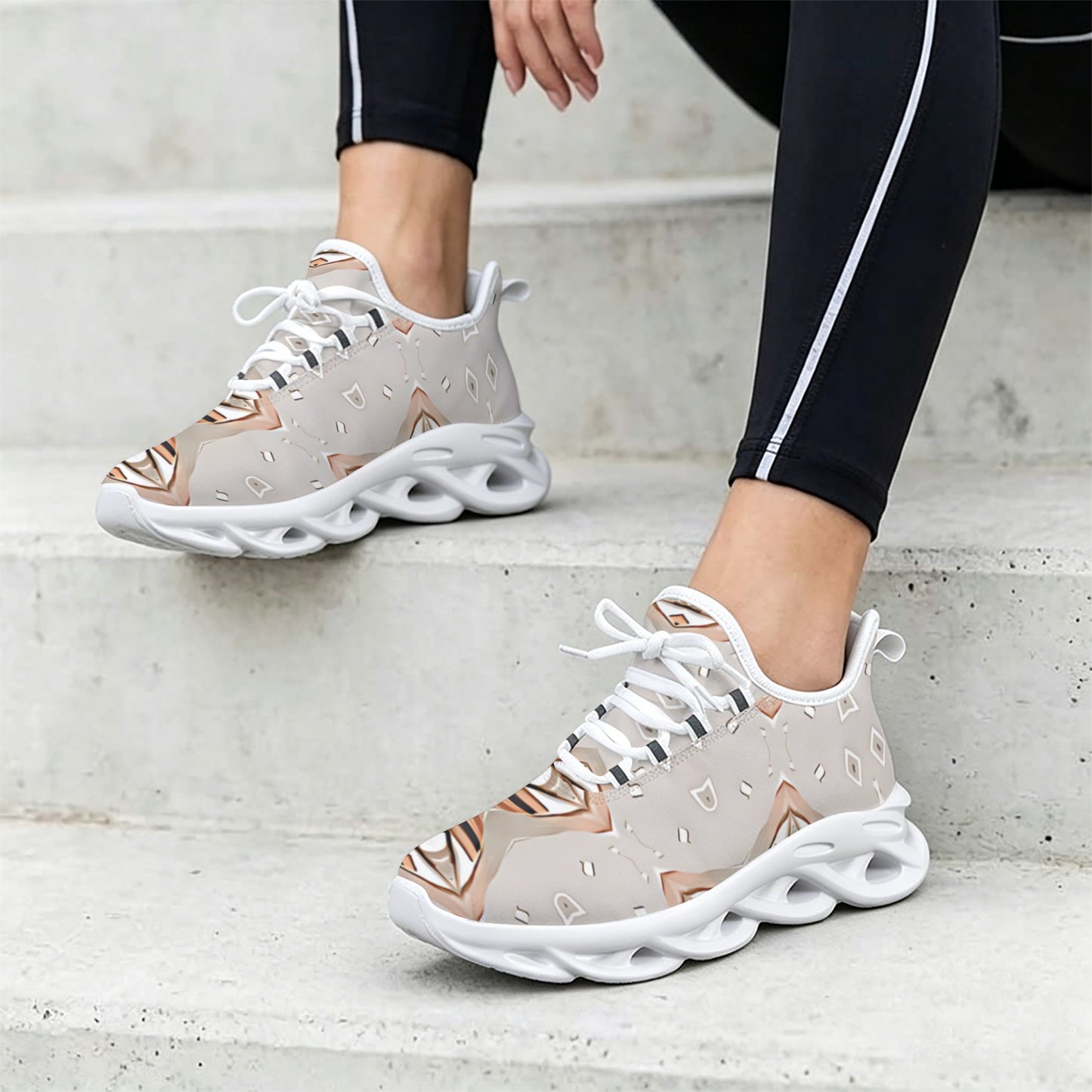 Women's Neutral Boho Graphic Pattern All-Over Print Twisted Sole Sneakers