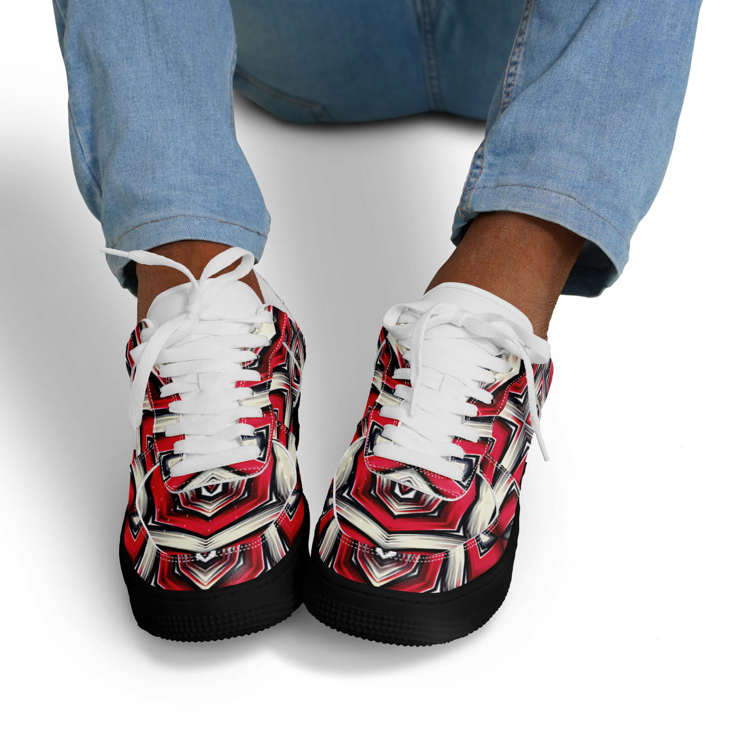 Men's Red Geometric Kaleidoscope Core Low Shoes