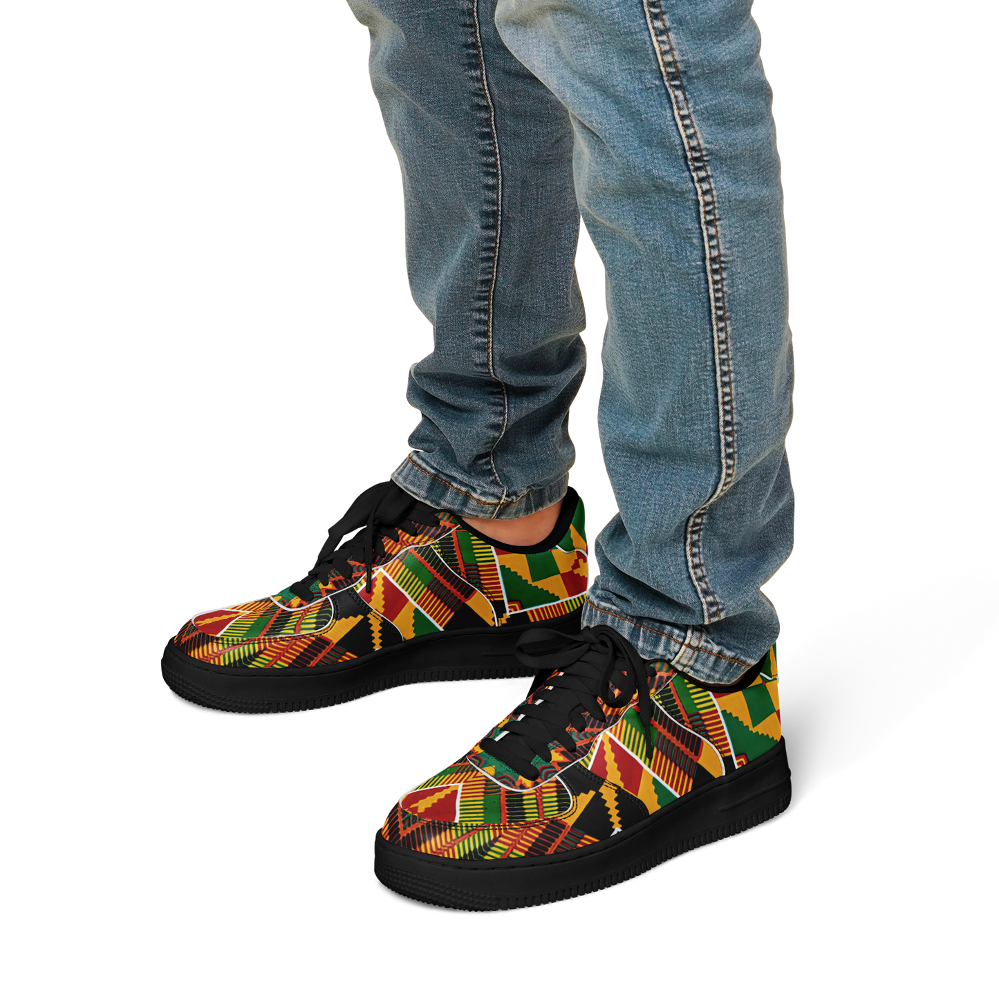 Men's Vibrant African Kente Geometric Pattern All-Over Print  Core Low Shoes