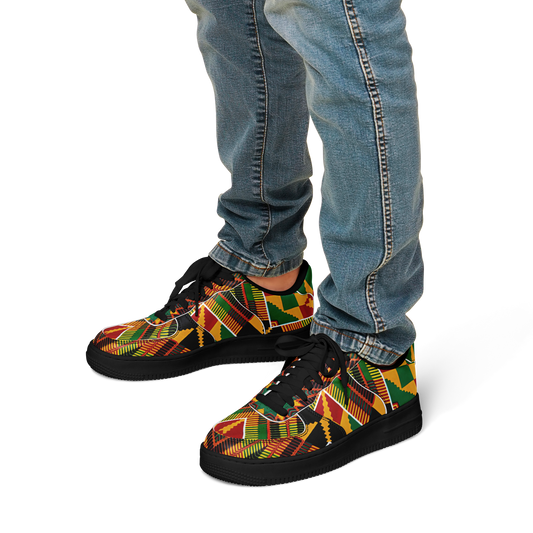 Men's Vibrant African Kente Geometric Pattern All-Over Print Core Low Shoes