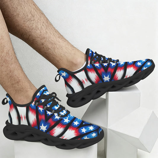 Men's Red White Blue Geometric Pattern All-Over Print All Over Print Twisted Sole Sneakers