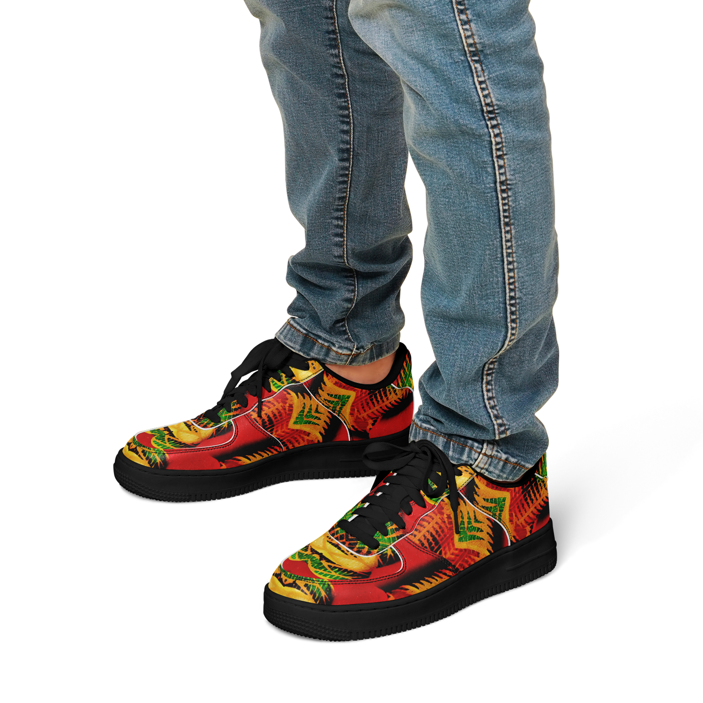 Men's Red Bold Tribal All-Over Print Core Low Shoes