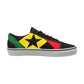 Women's Red Yellow Green and Black Stars Low Top Skateboarding Shoes
