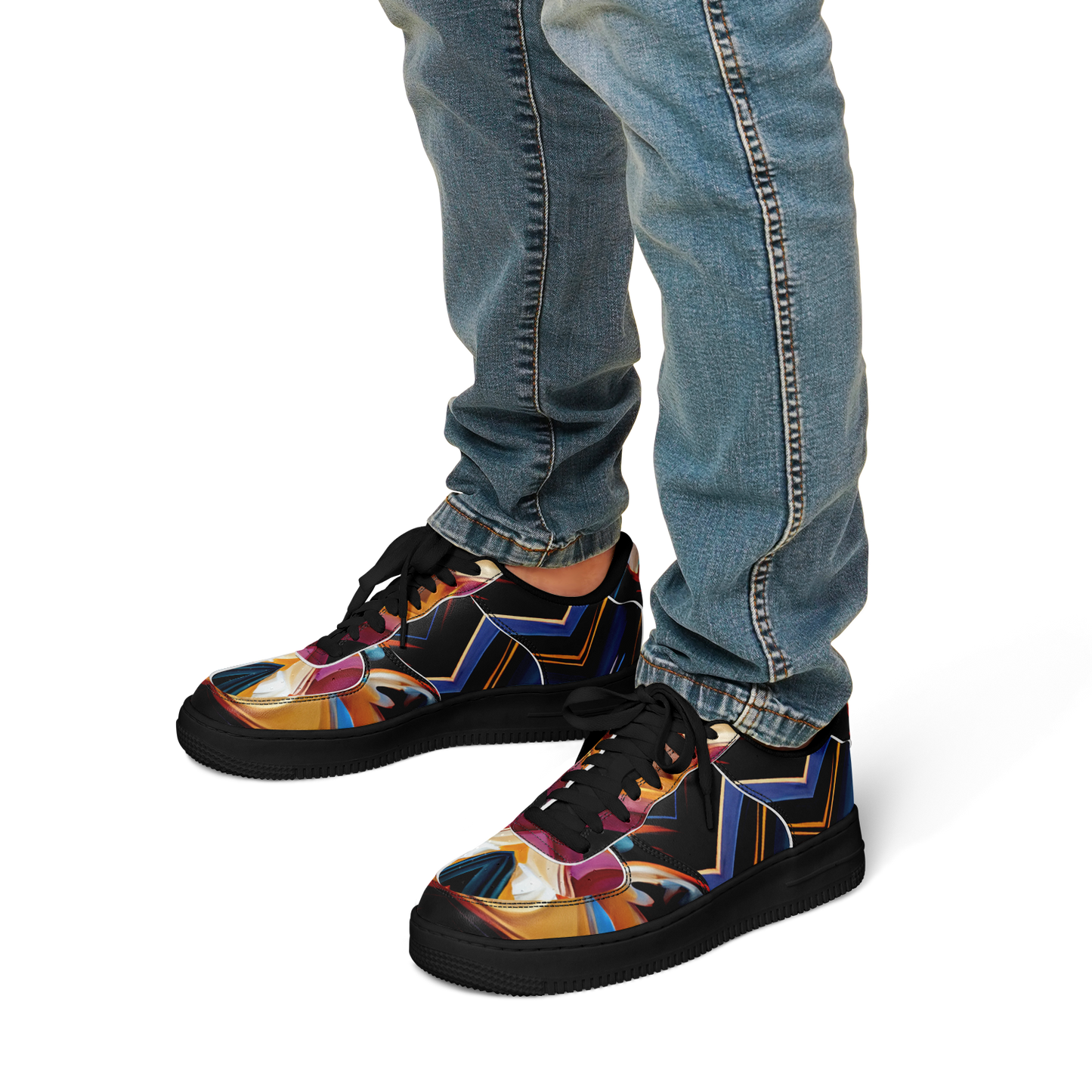 Men's Bold Geometric Pattern All-Over Print Core Low Shoes