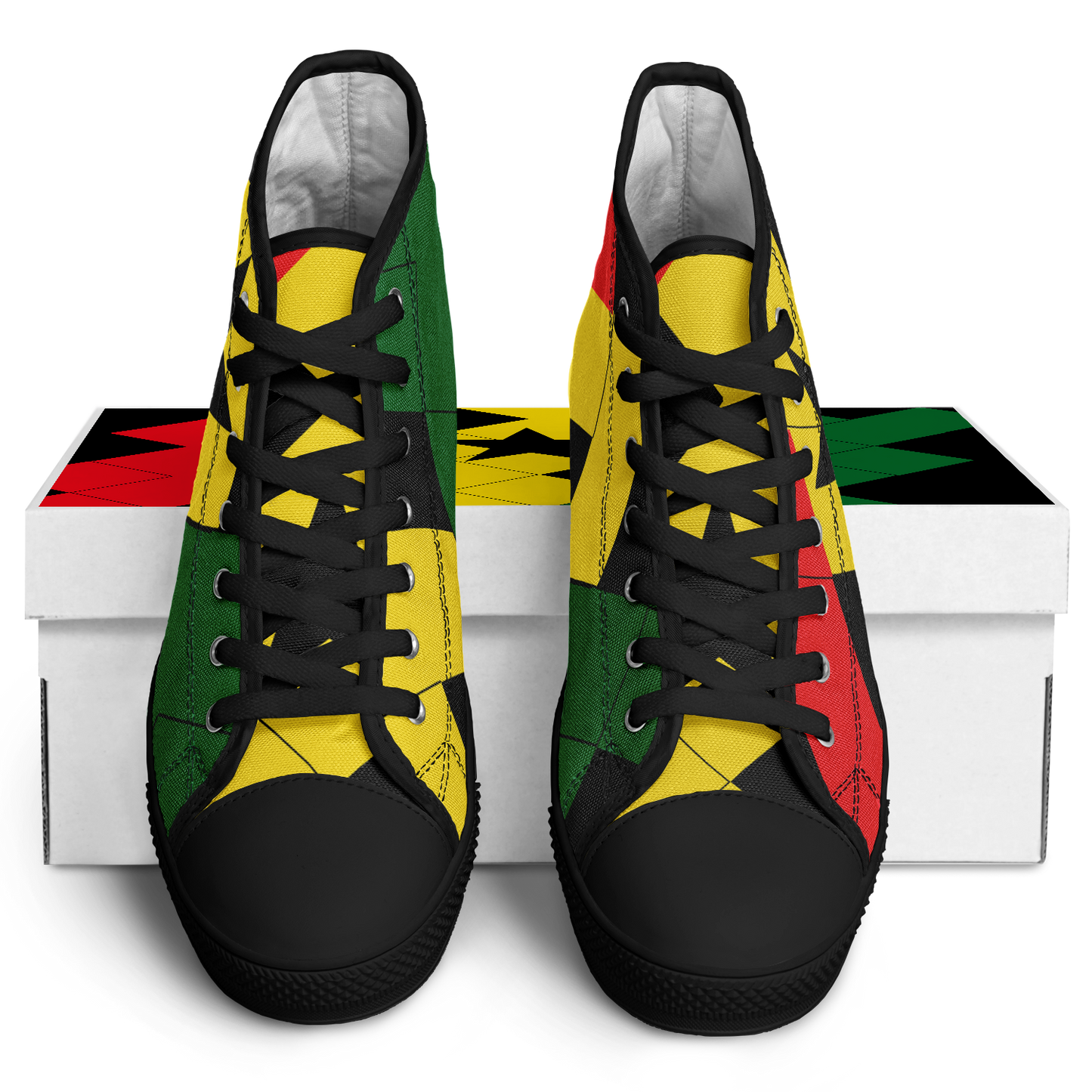 Women's Red Yellow Green and Black Stars Urban Peak High Top Shoes