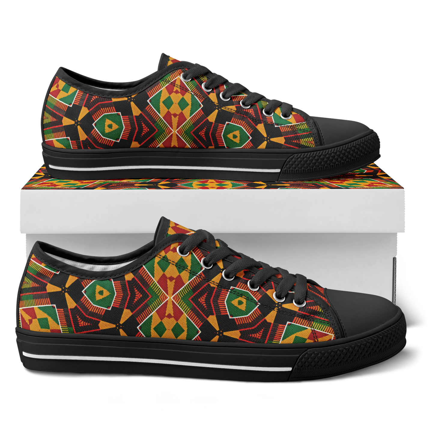 Men's African Kente Geometric Star Pattern All-Over Print Urban Peak Low Shoes