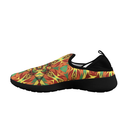 Men's  Bold Tribal Kaleidoscope Pattern Fly Weave Drop-in Heel Sneakers