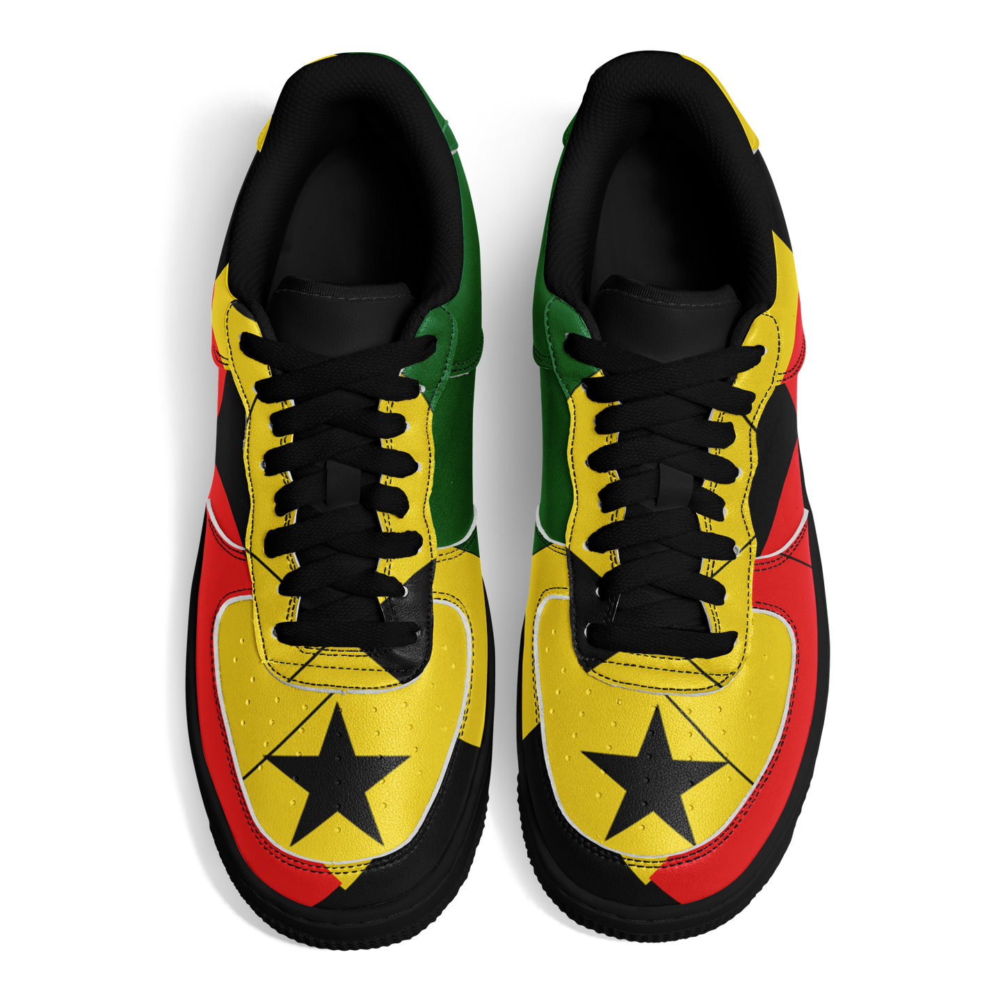 Women's Red Yellow Green and Black Stars Pattern All Over Print Urban Peak High Top Shoes