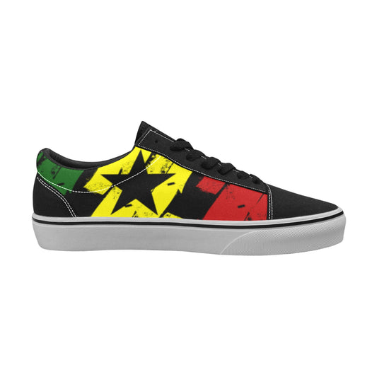 Men's Red Yellow Green and Black Stars Men's Low Top Skateboarding Shoes