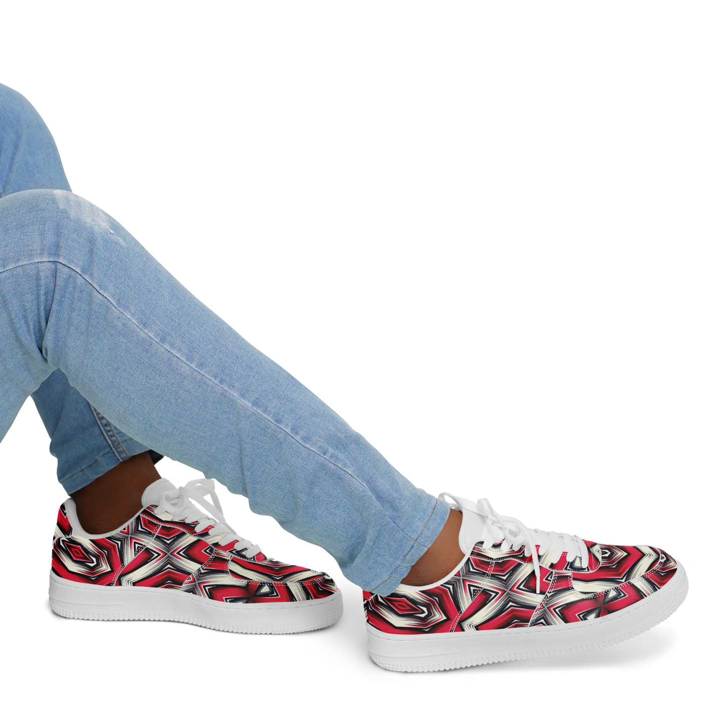 Men's Red Geometric Kaleidoscope pattern Core Low Shoes
