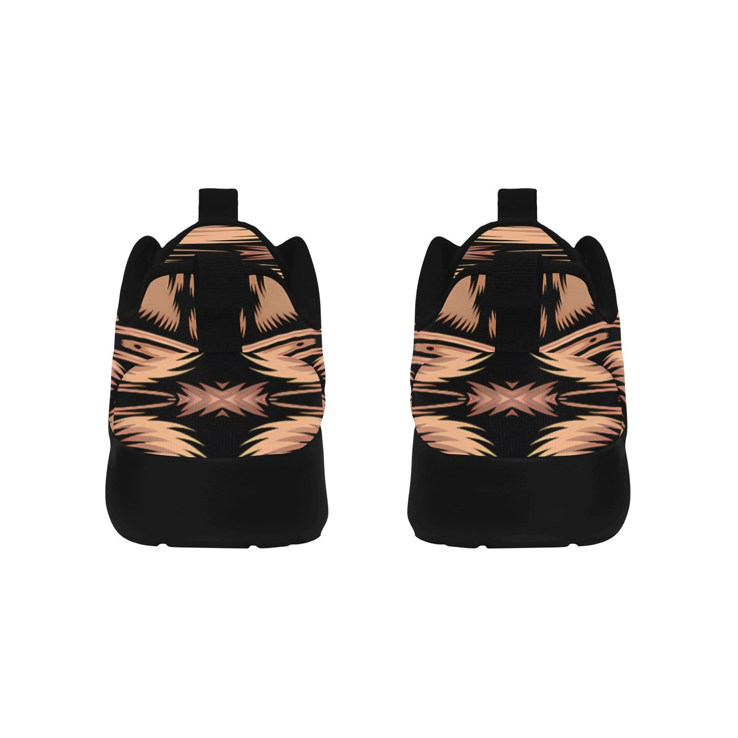 Men's Brown Geometric Pattern All-Over Print Men's Pull Loop Sneakers (Model 02001)